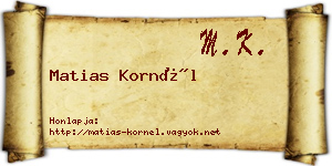 Matias Kornél névjegykártya
